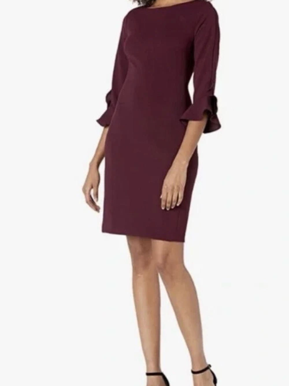 Karl Lagerfeld Women’s Tulip Sleeve Crepe Dress Plum Size 8 Sheath Office